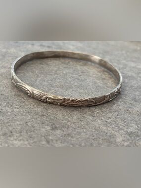 .925 Sterling Silver TAXCO MEXICO Scroll Work BANGLE BRACELET Vintage 1970’s